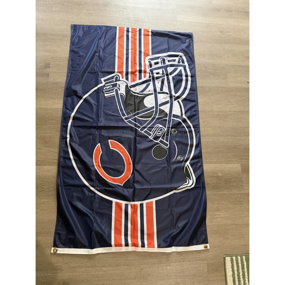 NFL Chicago Bears yard banner flag, 1 sided, blue and orange 48x35"‎ man cave